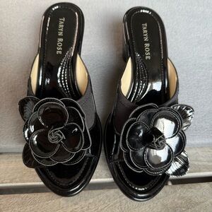 NEW Taryn Rose TR-MEGAN Black Patent Leather Women's Wedge Slip On Shoes 8 1/2 M